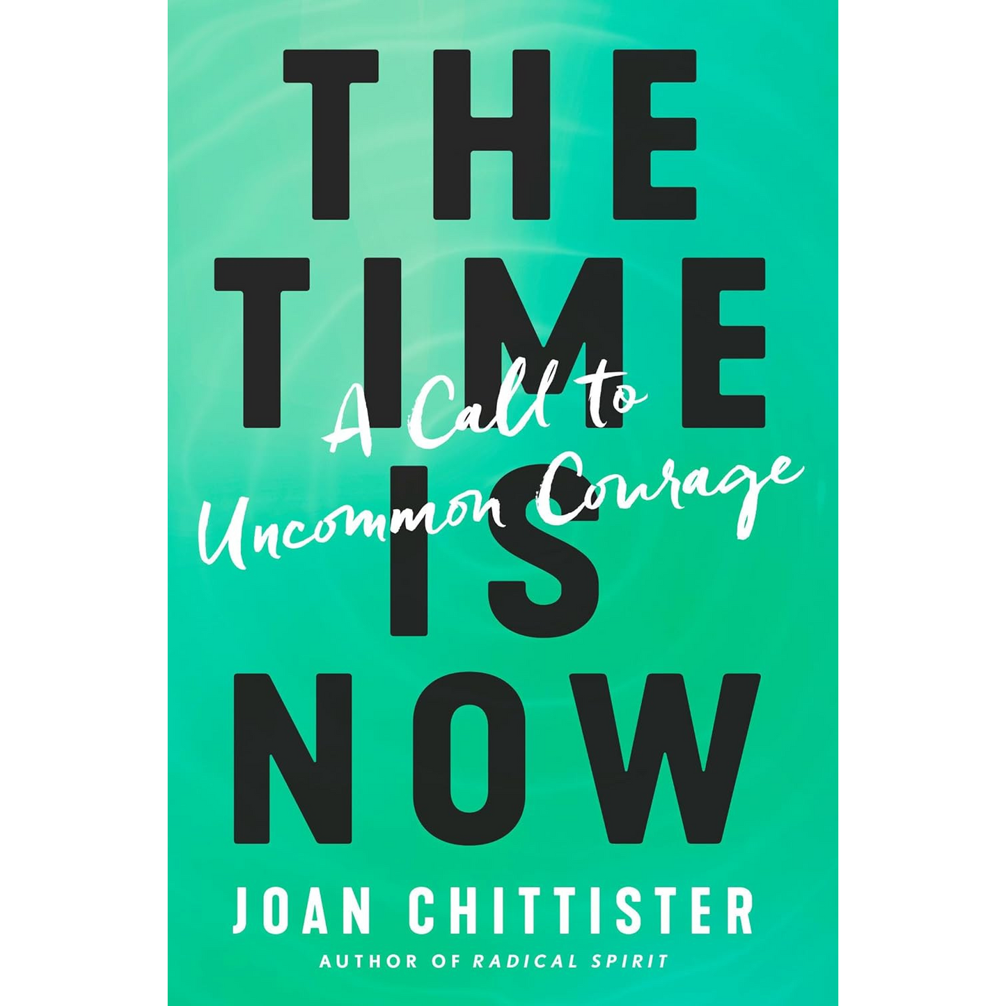 Book cover of 'The Time Is Now' by Joan Chittister with a green background