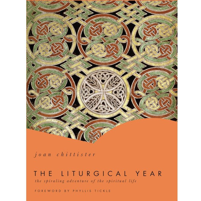 Book cover of 'The Liturgical Year' with intricate design and orange bottom section.