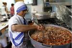 Missionary of Charity prepares meal at soup kitchen